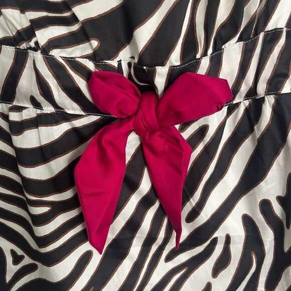 Ann Taylor Y2K Baby Doll Zebra Print Top Womens 10 Sleeveless Contrast Bow NWT - Picture 3 of 11